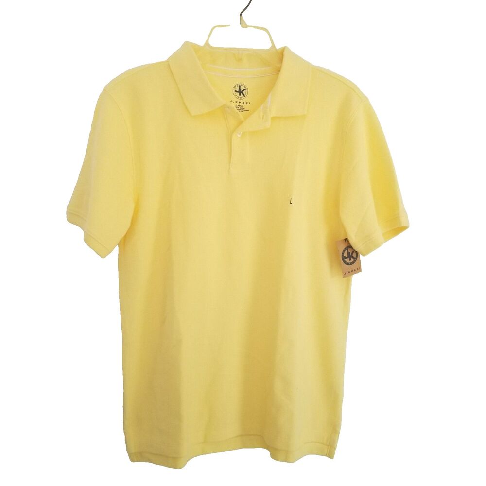 J Khaki Polo Shirt Boys YL Youth Large Yellow Short Sleeve 100% Cotton New